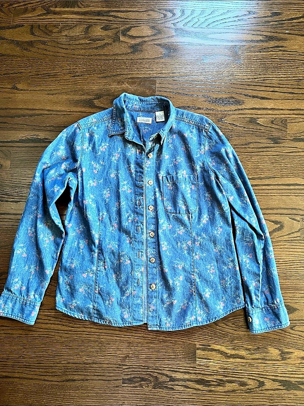Classic Elements Vintage Floral Denim Shirt Size Small